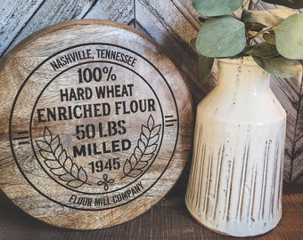 100% Hard Wheat Enriched Flour Wooden Serving Tray, Wooden Kitchen Decor, Decorative Tray