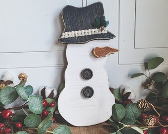 Wooden Snowman, Handmade Snowman, Winter Decor (PREORDER - These will ship NOV 15th)