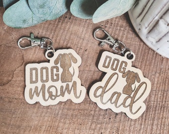 Dog Mom & Dog Dad Keychains, Dog Owner Gifts, Pet Parents (#227)