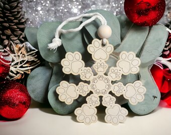 Paw Print Snowflake Ornament, Pet Memorial Ornament, Pet Ornament (#229)