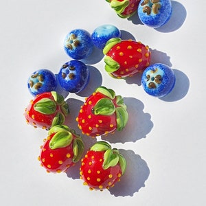 Lampwork Glass Berry Beads: Handmade Jewelry Making Supply