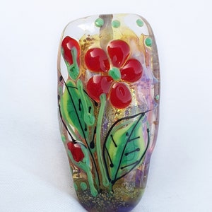 Artisan Lampwork Glass Pendant Bead: Unique Jewelry Supply