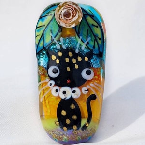 Lampwork Glass Cat Bead: Artisan Kitten Pendant, Jewelry Making