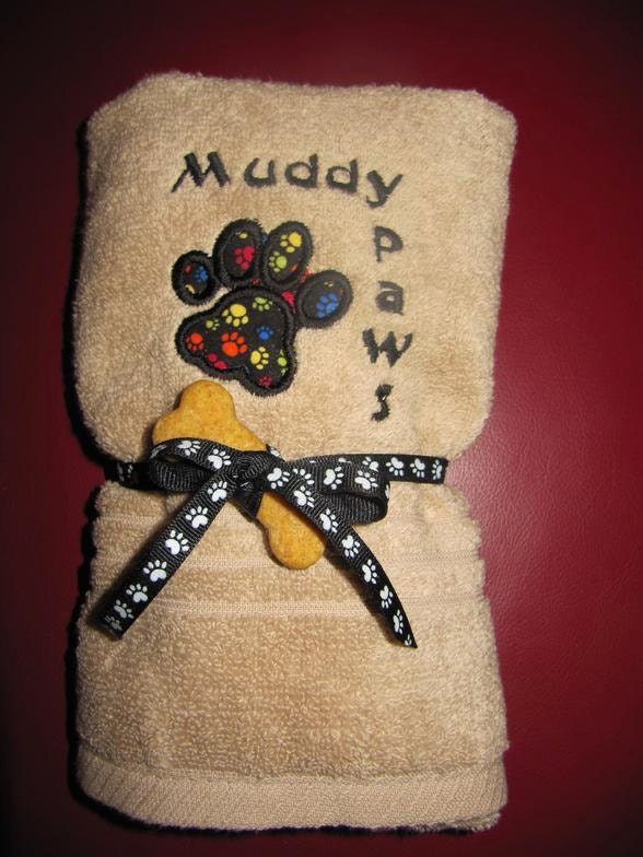 Appliqued Towel for your Pet...Wipe those muddy paws with this Etsy