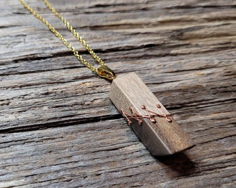Unique wooden pendant. Sewn pendant. Original jewelry in limited quantity. Lightweight and unique jewelry.