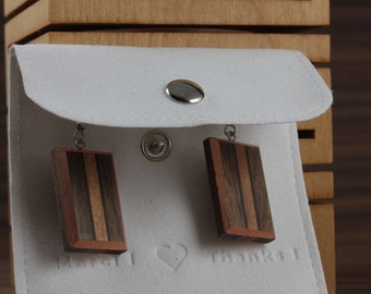 Wooden and copper leaf earrings. Wooden jewelry. Limited quantity. Lightweight and unique jewelry. Wooden earrings. Handmade.