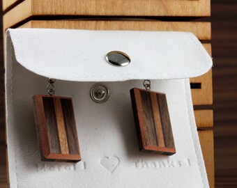 Jewelry made of wood and copper leaf. Original jewelry in limited quantity. Light and unique jewelry. Wooden earrings. Handmade.