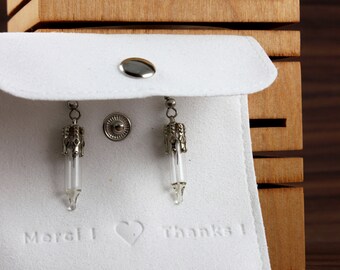 Pair of glass earrings in the shape of light bulbs. Original jewelry in limited quantity. Light and unique jewelry. Minimalist design