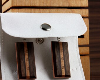 Jewelry made of wood and copper leaf. Original jewelry in limited quantity. Light and unique jewelry. Wooden earrings. Handmade.