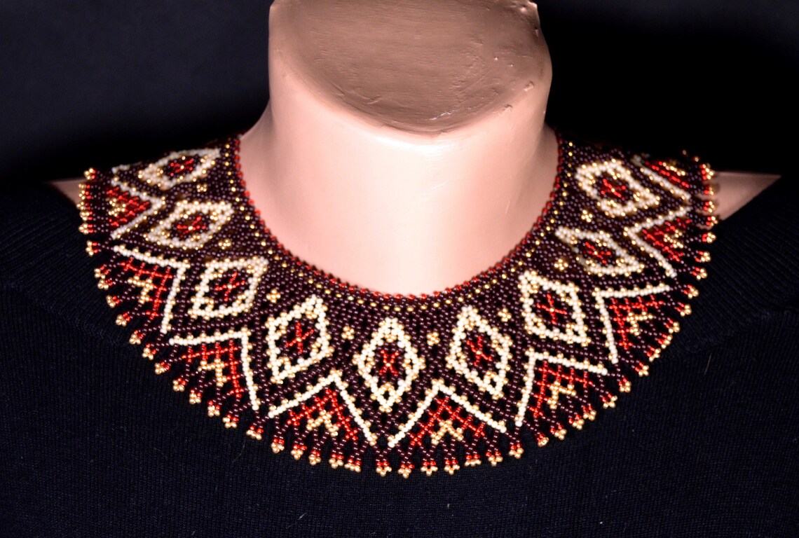 Seed Bead Choker Necklace Artisan Hand Made Beaded Necklace Etsy