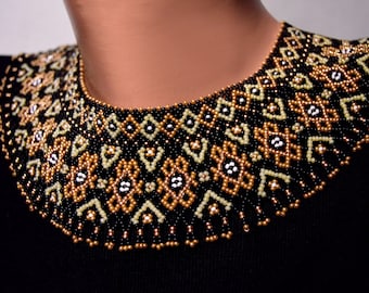 Colar de contas de ouro negro, colar de contas de semente