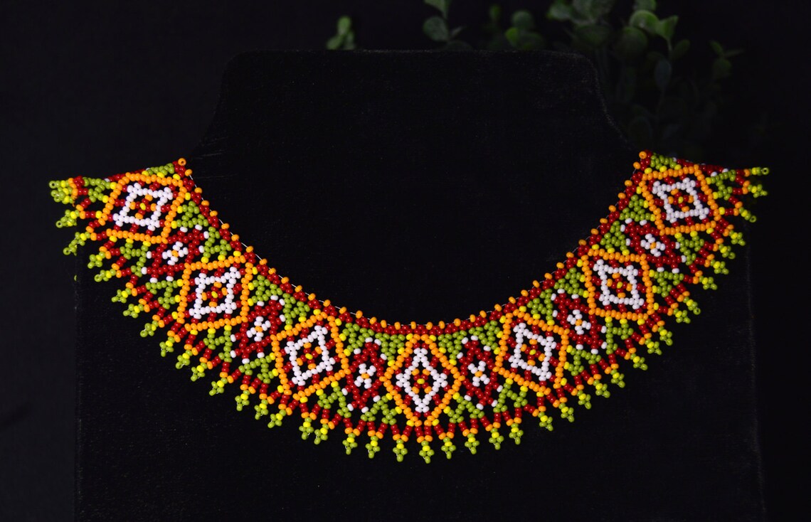 Seed Bead Collar Necklace, Ethnic Necklace - Etsy