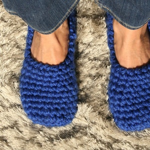 ROYAL BLUE slippers for women - Footwear - Ballet flats - Handmade home shoes - Crochet slippers - Non-slip slippers - Slippers Women