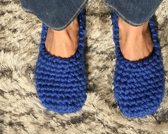 ROYAL BLUE slippers for women - Footwear - Ballet flats - Handmade home shoes - Crochet slippers - Non-slip slippers - Slippers Women