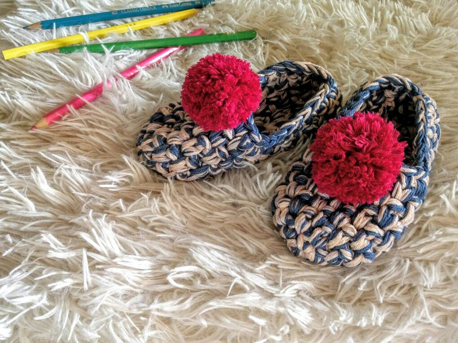 baby girl shoes, girl's crochet slippers, kids slippers, toddler ballet flats, blue slippers for girls, girl's gift