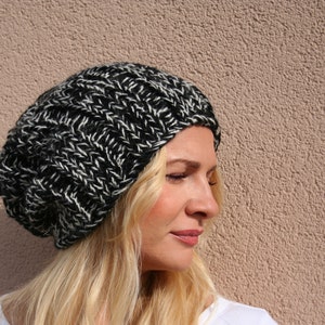 Womens winter hat, Hand knit hat, Slouchy beanie, Chunky knit hat, Knitted wool hat, womens gift,