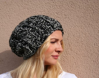 Womens winter hat, Hand knit hat, Slouchy beanie, Chunky knit hat, Knitted wool hat, womens gift,