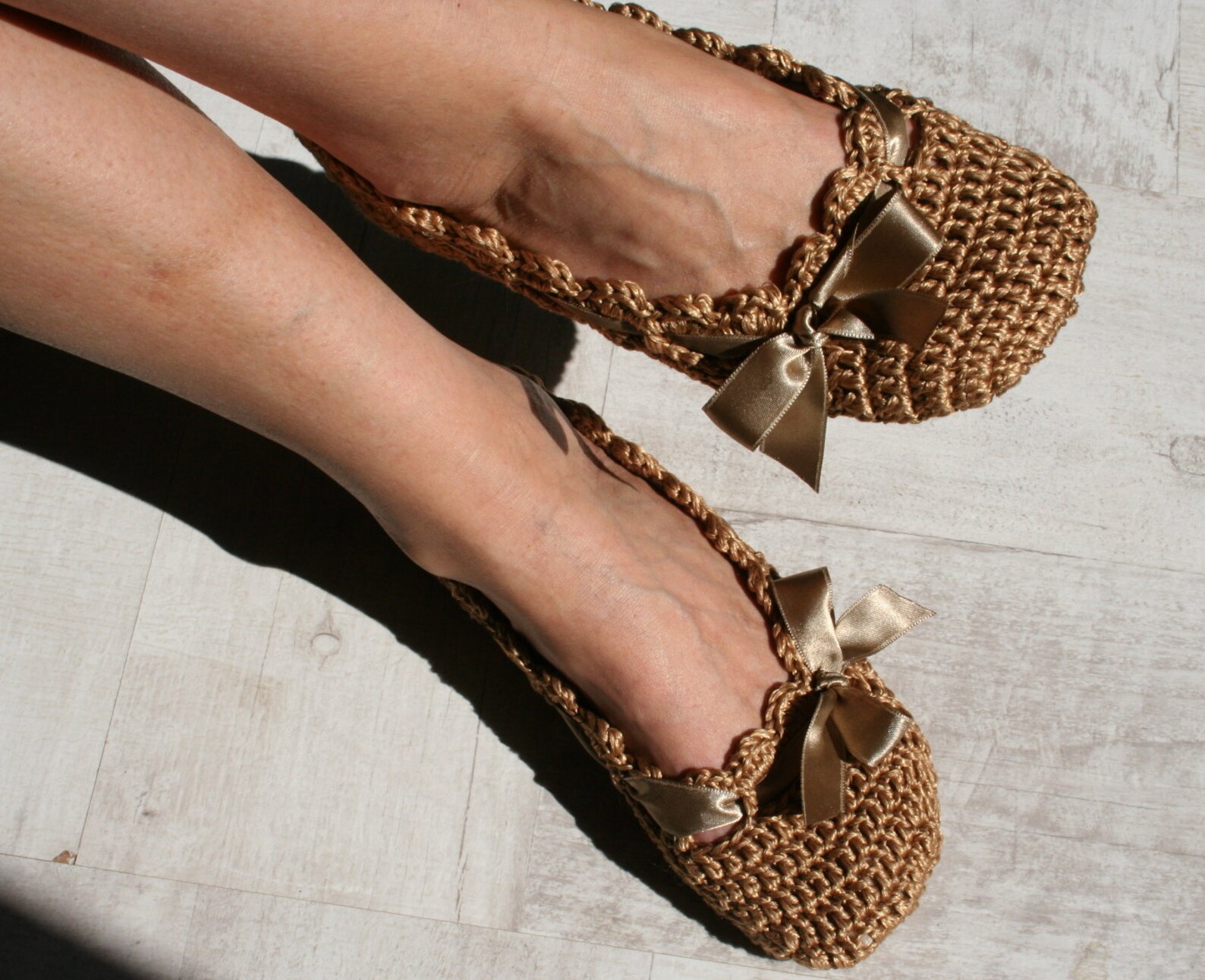 Cotton Home Shoes Golden Crochet Slippers for Women House - Etsy
