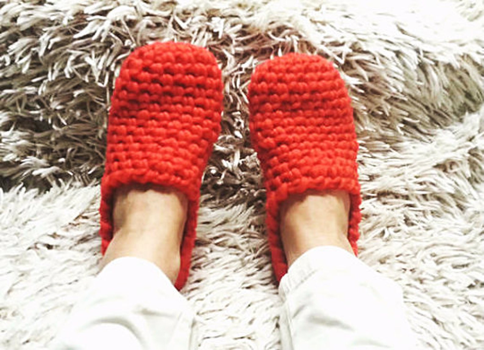 Women's Slippers Red Wool Slippers Ladies House Shoes Etsy