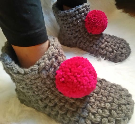 Grau Hausschuhe vegane Hausschuhe Hausschuhe häkeln | Etsy Frauen grau Hausschuhe Socken häkeln Hausschuhe Geschenk für