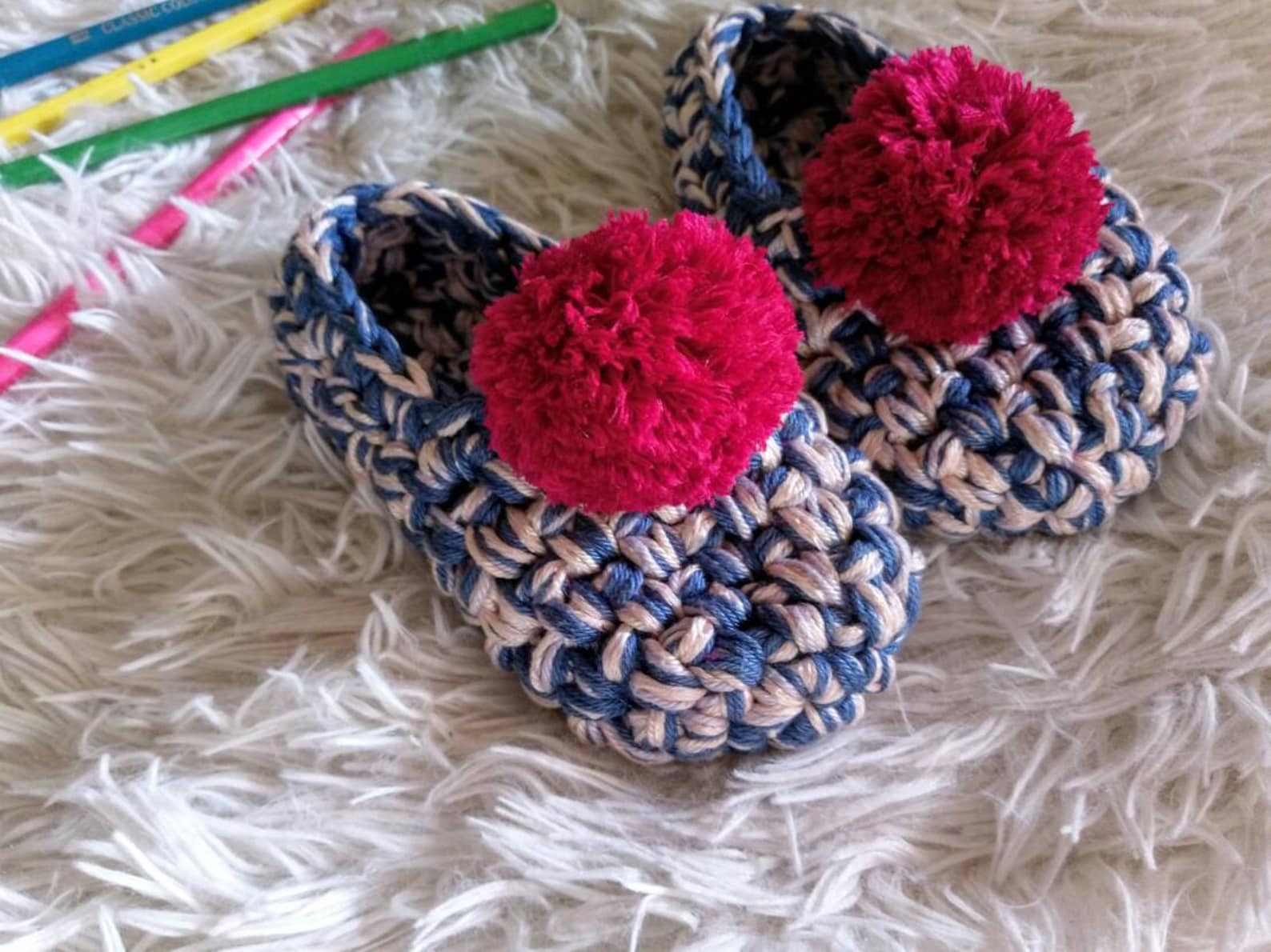 baby girl shoes, girl's crochet slippers, kids slippers, toddler ballet flats, blue slippers for girls, girl's gift