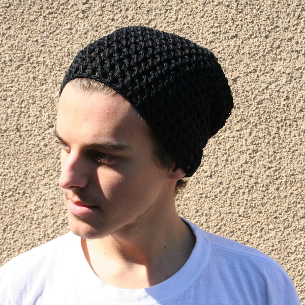 Summer crochet slouch hat women men beanie gift summer clothing black