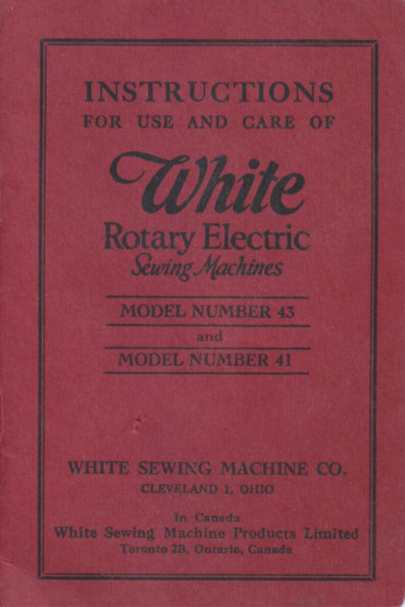 White Rotary Electric Model 43 and Model 41 Sewing Machine Etsy