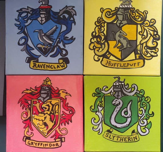 Harry potter house crest wall art 4 pack Etsy