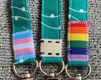 Green stripy spot 100% Cotton Lanyard
