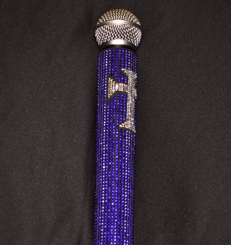 Cross Bling Microphone Sleeve 1 Blue & Crystal by Blingcons Etsy UK