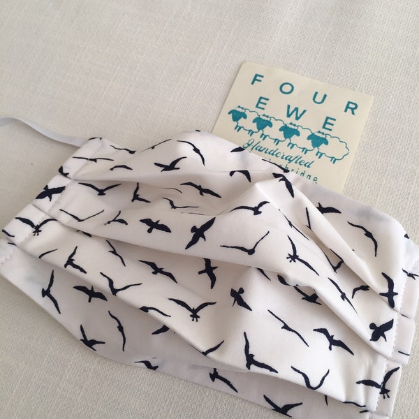 Cotton face covering mask flying birds