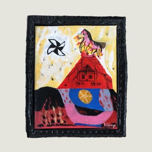 Fool’s Gold – Original Painting – Outsider art, Degenerate Art – Figurative Abstraction – 29.5x35.5 cm - Art brut for home decor - wall art