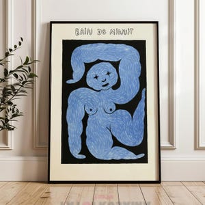Dipinto originale su carta A3 – Illustrazione naif minimalista – Forme astratte – Decorazione murale artistica gratuita Pronta per essere incorniciata
