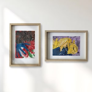2 A5 Paintings Original Acrylic Works - Free Abstract and Figurative Art - Intuitive Drawings - Colorful Decoration - Painting on Paper