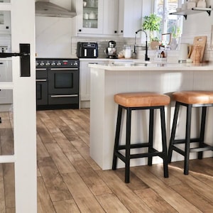 Stan Hyde - Kitchen Bar Stool. Breakfast Bar Stool. Leather Counter Stool. Fully customizable height, leather colour and frame finish