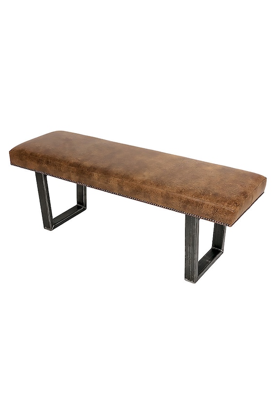 Leather bench with metal legs deals