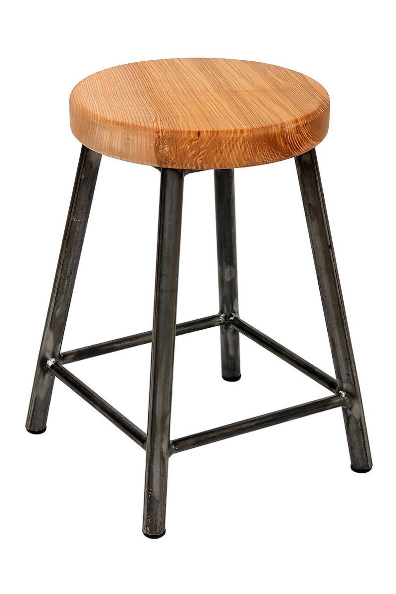 Rosie Ashton Low Chunky Round Frame Bar Stool with Chunky Ash Seat image 2