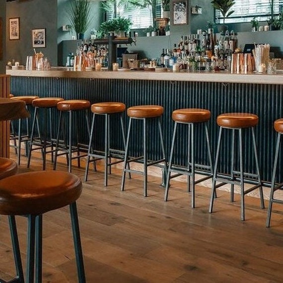 BERTIE HYDE Breakfast Bar STOOL Adjustable Height Kitchen Counter Leather Bertie Hyde Stool Etsy