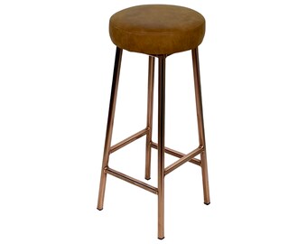 Copper bar stool with leather seat -'Bertie C Hyde