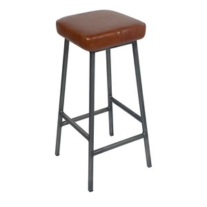 Plwmpy Lleddr Square Seat Leather Bar Stool