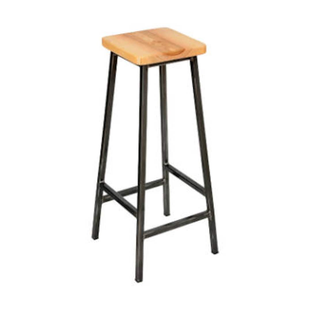 Bertie Ashforth Sgabello da bar industriale con struttura in acciaio