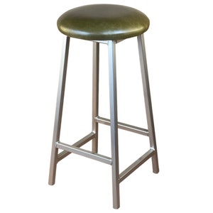 Bertie N Tanner Nickle Finish Bar Stool with Leather Seat image 8