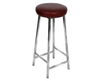 Bertie N Hyde - Nickle Plated Bar Stool with Thick Leather Seat