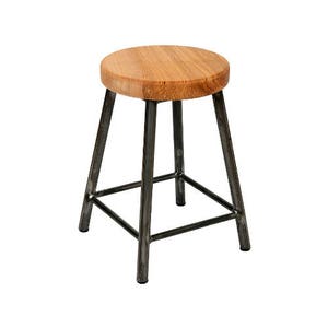 Rosie Ashton Low Chunky Round Frame Bar Stool with Chunky Ash Seat image 1