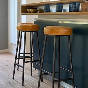 BERTIE HYDE Breakfast Bar STOOL - Adjustable Height Kitchen Counter Leather Bertie Hyde Stool