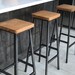 Bertie Fouroaks - Steel Frame Industrial Bar Stool with Square Oak Seat 