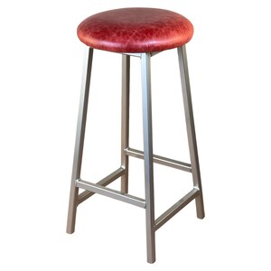 Bertie N Tanner Nickle Finish Bar Stool with Leather Seat image 10