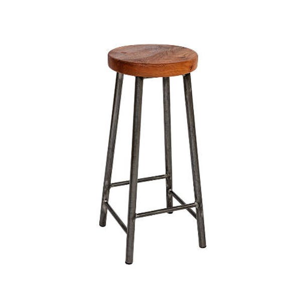 Rick Elmsworth - Chunky Round Frame Bar Stool with Chunky Elm Seat