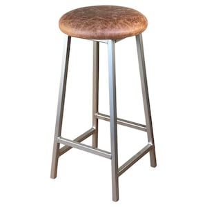Bertie N Tanner Nickle Finish Bar Stool with Leather Seat image 9