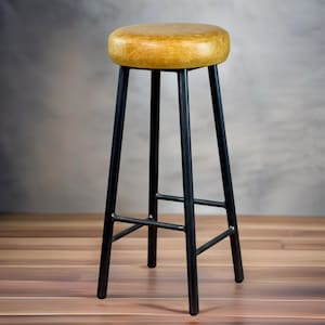 Rick Hyde - Round Frame Bar Stool with Leather Seat